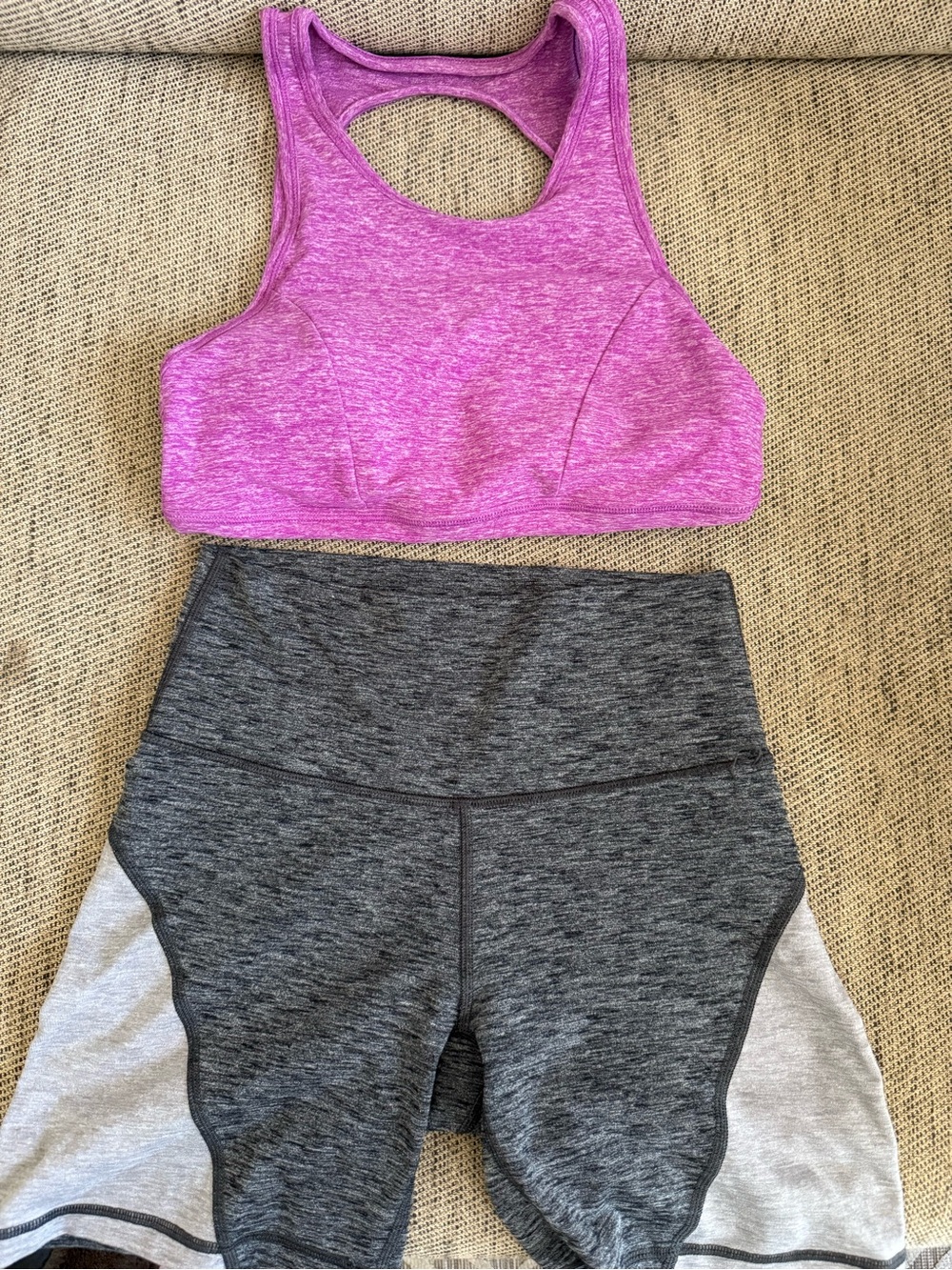 Aritzia ‘The Constant’ Pink Heathered Sports Bra and TNA Grey Shorts - Size S
